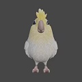 Cute Game Movie Character Parrot With Yellow Crest White And Yellow Feathers And Pink Beak