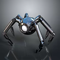 Futuristic Mechanical Spider With Metallic Legs And Glowing Central Sphere