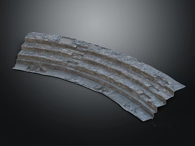 Curved Gray Textured Staircase With Modern Concrete Finish And Architectural Design 3d model