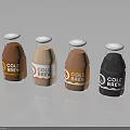 Assorted Cold Brew Coffee Glass Bottles With White Caps And Different Colors