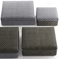 Gray and Dark Gray Quilted Fabric Ottomans for Living Room Seating