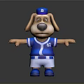 3D Cartoon Dog Wearing Blue Baseball Uniform B Cap 67 White Shorts And Blue Shoes