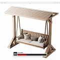 Wooden Outdoor Swing Chair with Canopy and Soft Pillows for Garden Relaxation