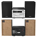 Panasonic Audio System With Black Speakers Main Unit Display Screen And USB Port