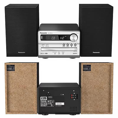 Panasonic Audio System With Black Speakers Main Unit Display Screen And USB Port 3d model