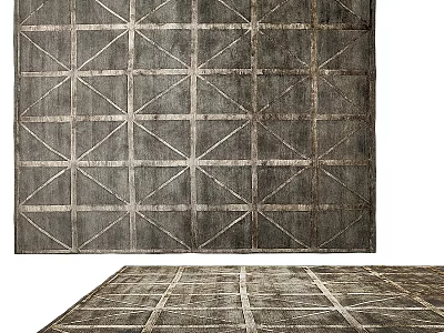 Stylish Square Rug With Geometric Pattern Gray Textured Design For Living Room Decor 3d model