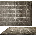 Stylish Square Rug With Geometric Pattern Gray Textured Design For Living Room Decor