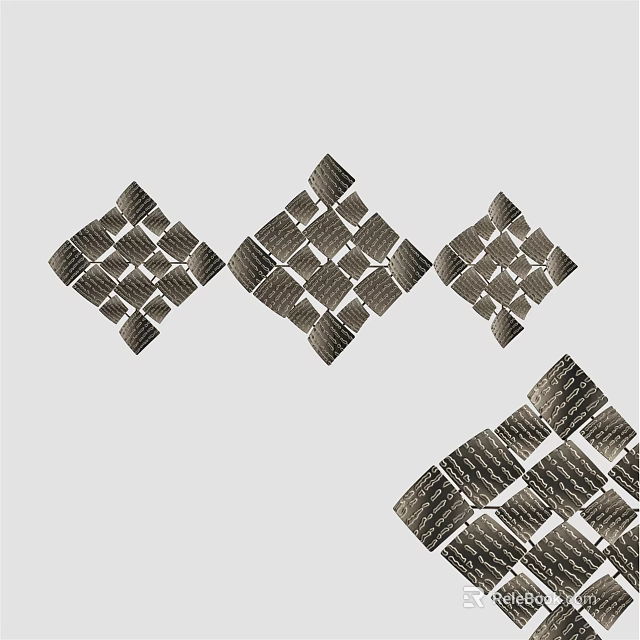 Multiple Diamond Shaped Wall Decor Pieces with Woven Texture Design 3d model 
