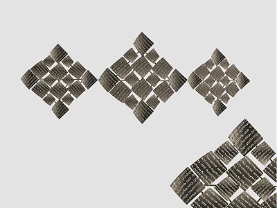 Multiple Diamond Shaped Wall Decor Pieces with Woven Texture Design 3d model