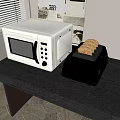 Modern Kitchen Appliances White Microwave And Black Toaster On Stylish Countertop