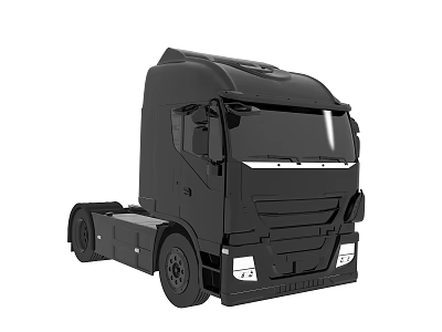 Black Functional Utility Truck With Modern Cab And Front Grille Wheels 3d model
