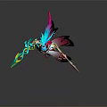 Fantasy Character And Mythical Creature Design With Colorful Hair Ornate Outfit And Dual Weapons