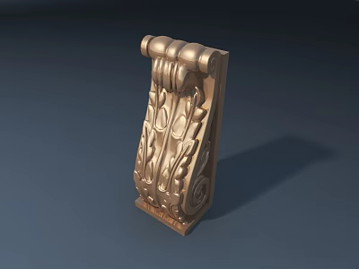 Ornate Roadside Decorative Pillar With Golden Carved Floral Patterns And Base 3d model