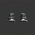 Stylish Gray Black Athletic Sneakers With Teal Laces Silver Accents And White Spiked Sole