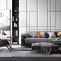 Modern sofa coffee table combination 3d model