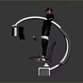 Immersive Virtual Reality Experience With User Wearing VR Headset On Chair Device And Large Screen