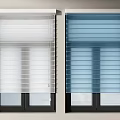 White and Blue Window Blinds for Modern Home Interior Window Design 3d model