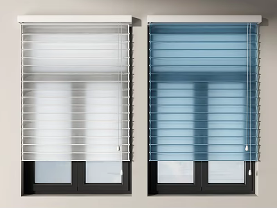White and Blue Window Blinds for Modern Home Interior Window Design 3d model