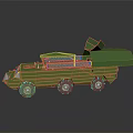 Green Military Wheeled Tank 3D Model With Open Cargo Area And Top Hatch