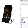 Black Compact Digital Device With Display Screen Showing Clock Interface And Stand Base