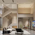 Modern Bright Dining And Living Space With Marble Flooring Built In Cabinets And Natural Greenery