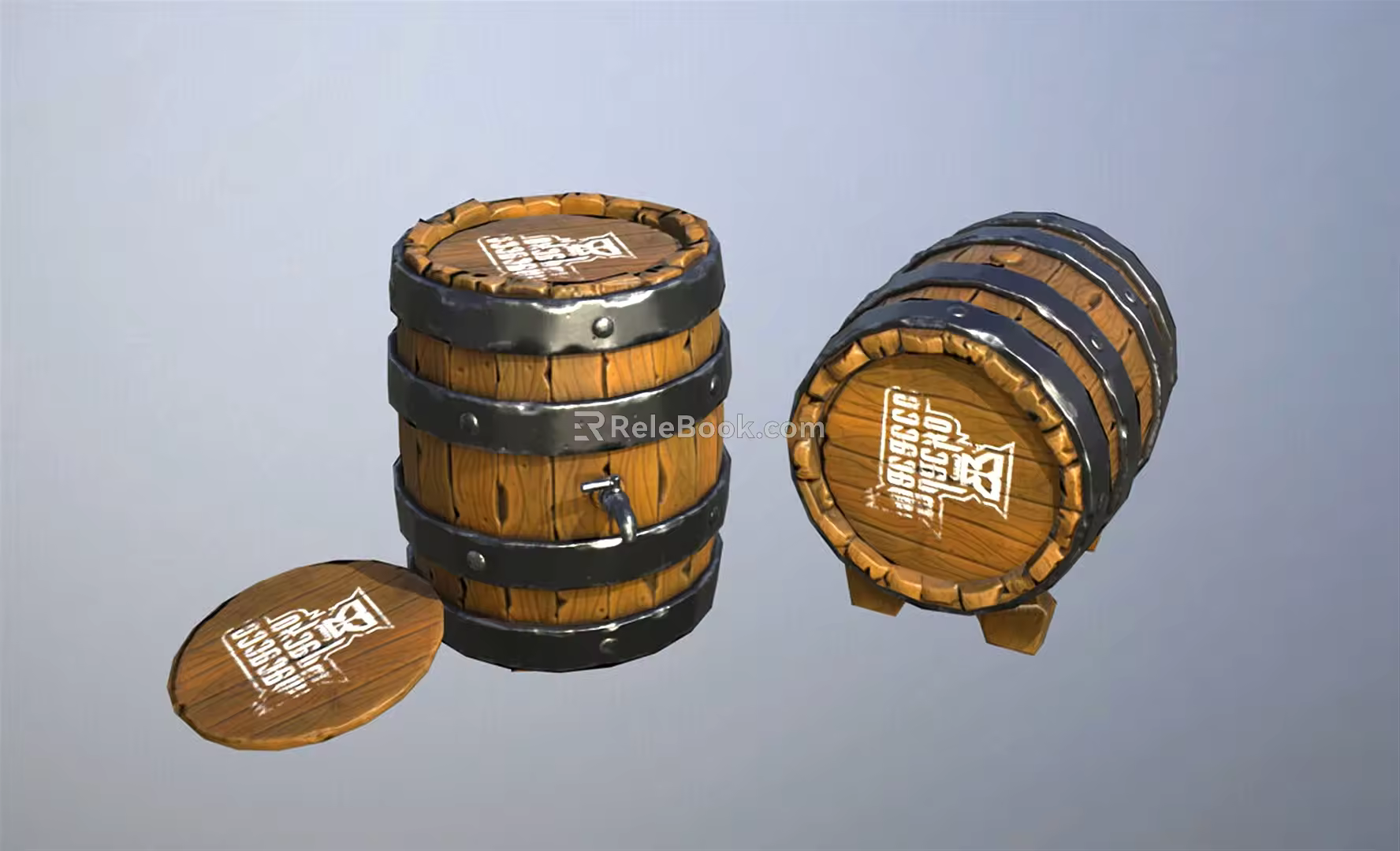Modern Wine Barrel Stylized Barrel 3d model