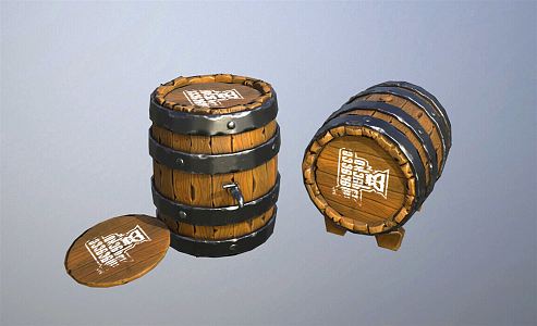 Modern Wine Barrel Stylized Barrel 3d model