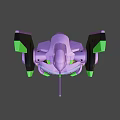 Purple Green Mecha Character 3D Model Design With Armored Body And Robotic Head Structure