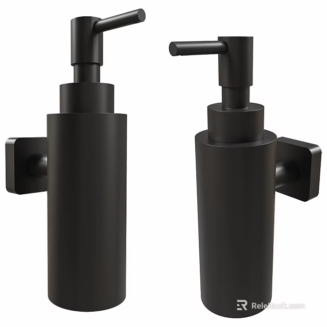 Black Wall Mounted Soap Dispensers With Modern Sleek Design For Bathroom Kitchen 3d model 