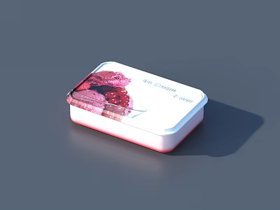 Delicate Strawberry Cream Box With White Base Pink Trim And Fruit Design 3d model