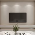 Modern Minimalist Living Dining Room With Beige Sofa Large TV And City View Through Window