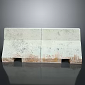 Two Section Concrete Road Barrier On Reflective Platform With Weathered Surface And Grooved Base