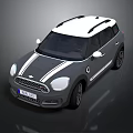 Modern Striped Two Tone SUV Car With White Roof Round Headlights And Black Wheels