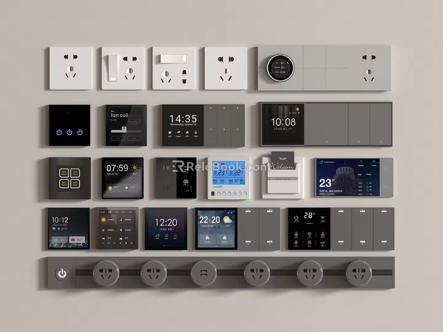 Switch modern switch combination switch socket strong weak box intelligent switch track socket 3d model