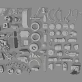 Assorted Mechanical Components Collection With Gears Wheels And Various Industrial Parts