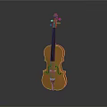 Polished Wooden Violin With Curved Body And Fine Strings On Dark Background