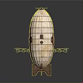 Steampunk Airship Structure With Striped Envelope Red Motifs And Propellers 3d model