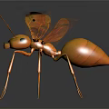 Detailed Orange Flying Ant With Spotted Wings On Dark Reflective Surface
