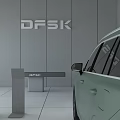 Modern Car Dealership Showroom With White SUV On Display Interior Plants And Large Windows