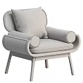 Modern Natural Rattan Solid Wood Beige Upholstered Leisure Chair For Home Living Room Use