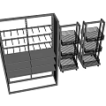 Metal Retail Display Shelves With Multiple Tiers And Grid Design In Various Sizes