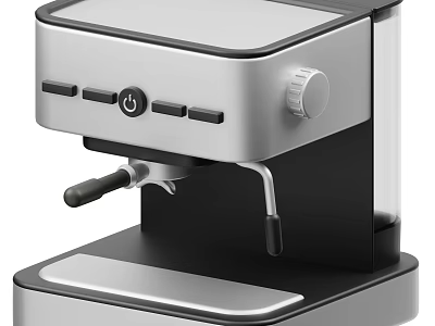 Modern Silver Black Coffee Machine With Control Panel And Knob For Daily Use 3d model