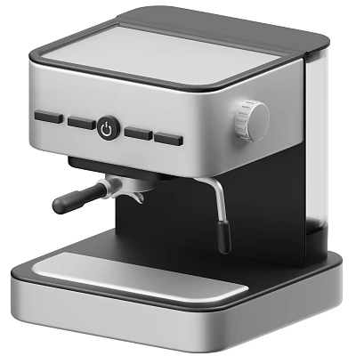 Modern Silver Black Coffee Machine With Control Panel And Knob For Daily Use 3d model