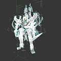 Golden Armored Game Movie Character With Intricate Red Accents And Mechanical Design