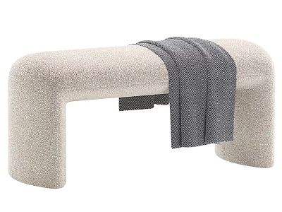 Stylish Beige Sofa Bench with Textured Surface and Gray Towel Draped On Top 3d model