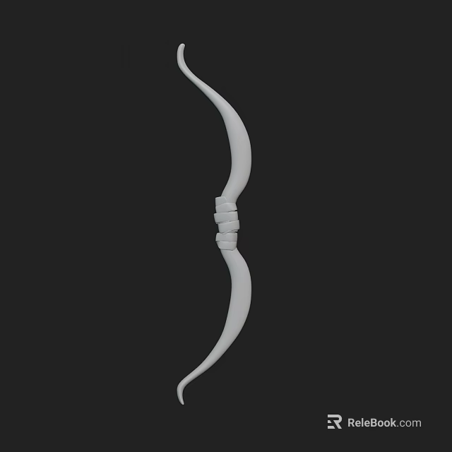 White Curved Bow Weapon 3D Model With Smooth Design And Traditional Shape 3d model