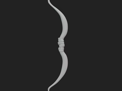 White Curved Bow Weapon 3D Model With Smooth Design And Traditional Shape 3d model