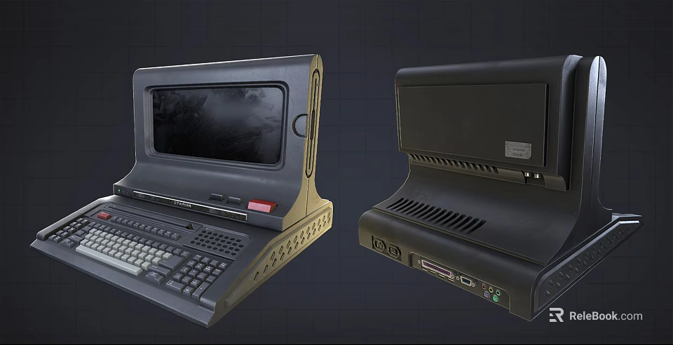 Two Vintage Desktop Computers With Classic Design And Retro Monitor Keyboard 3d model 