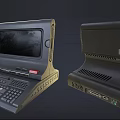 Two Vintage Desktop Computers With Classic Design And Retro Monitor Keyboard