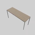 Simple Modern Dining Table With Brown Wooden Top And Black Metal Legs